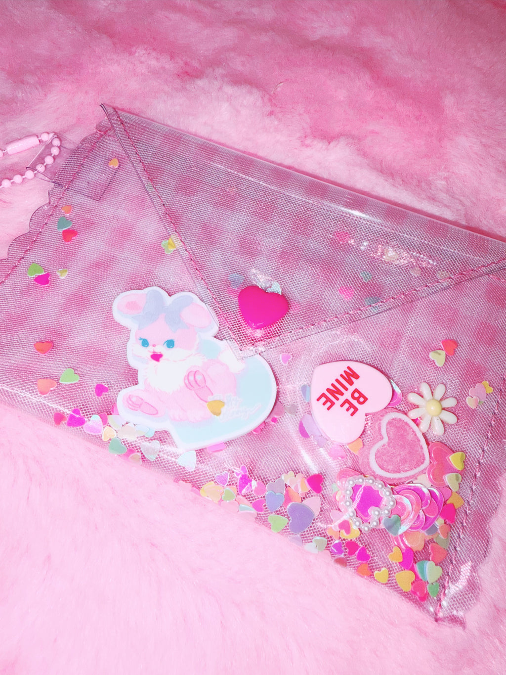 baby31 | Love Letter PVC Card Case (Pink Check Rabbit)