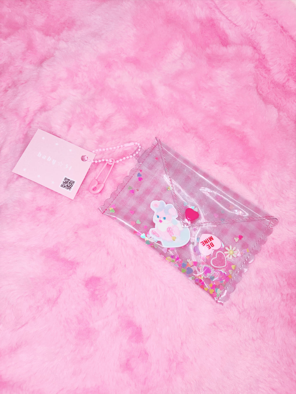 baby31 | Love Letter PVC Card Case (Pink Check Rabbit)