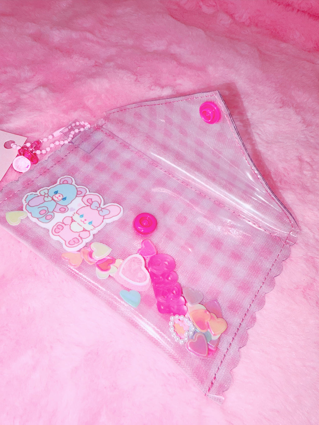 baby31 | Love Letter PVC Card Case (Pink Check Twins)