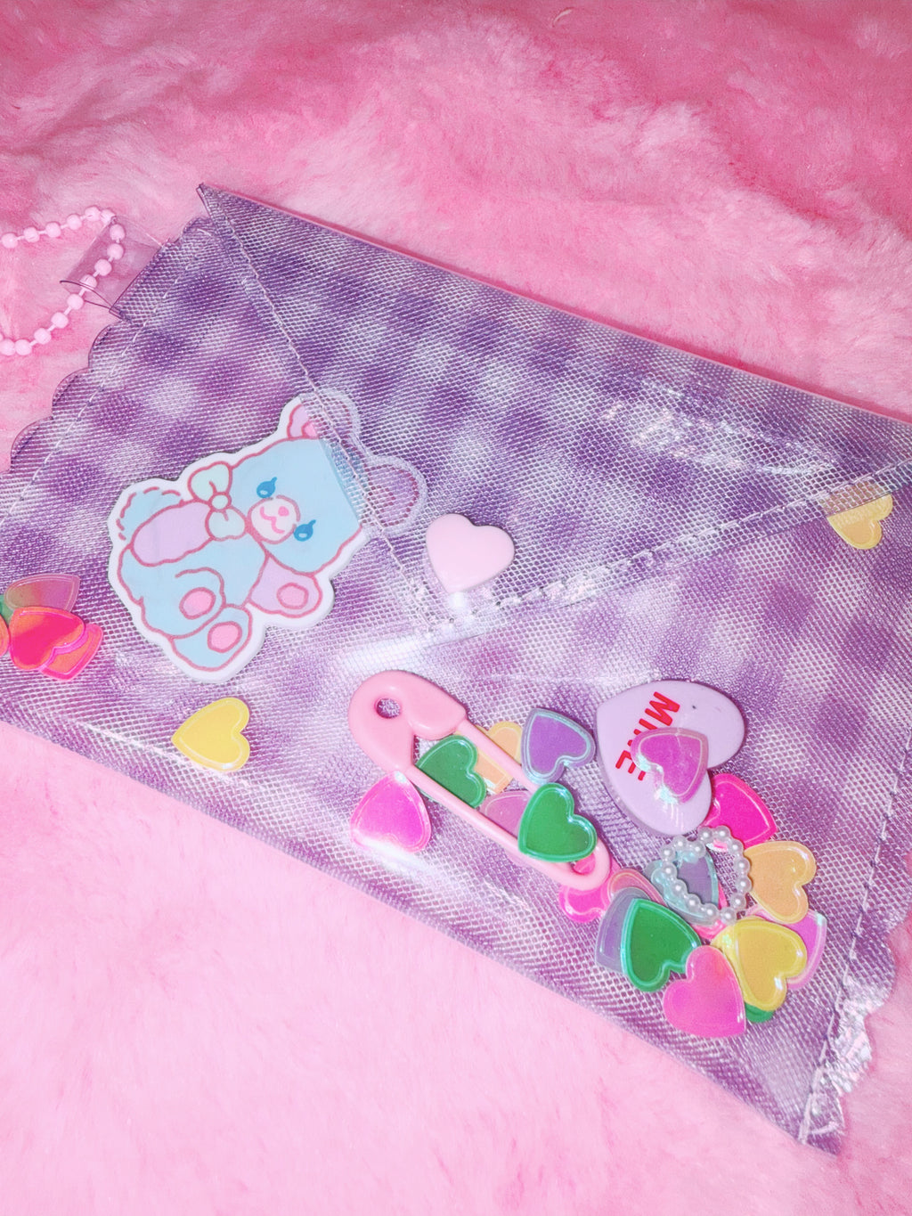 baby31 | Love Letter PVC Card Case (Purple Check)