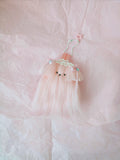 문어가든 | Medium Fluffy puppy Keyring (Pink x Floral)