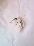 문어가든 | Medium Fluffy puppy Keyring (Pink x Check)
