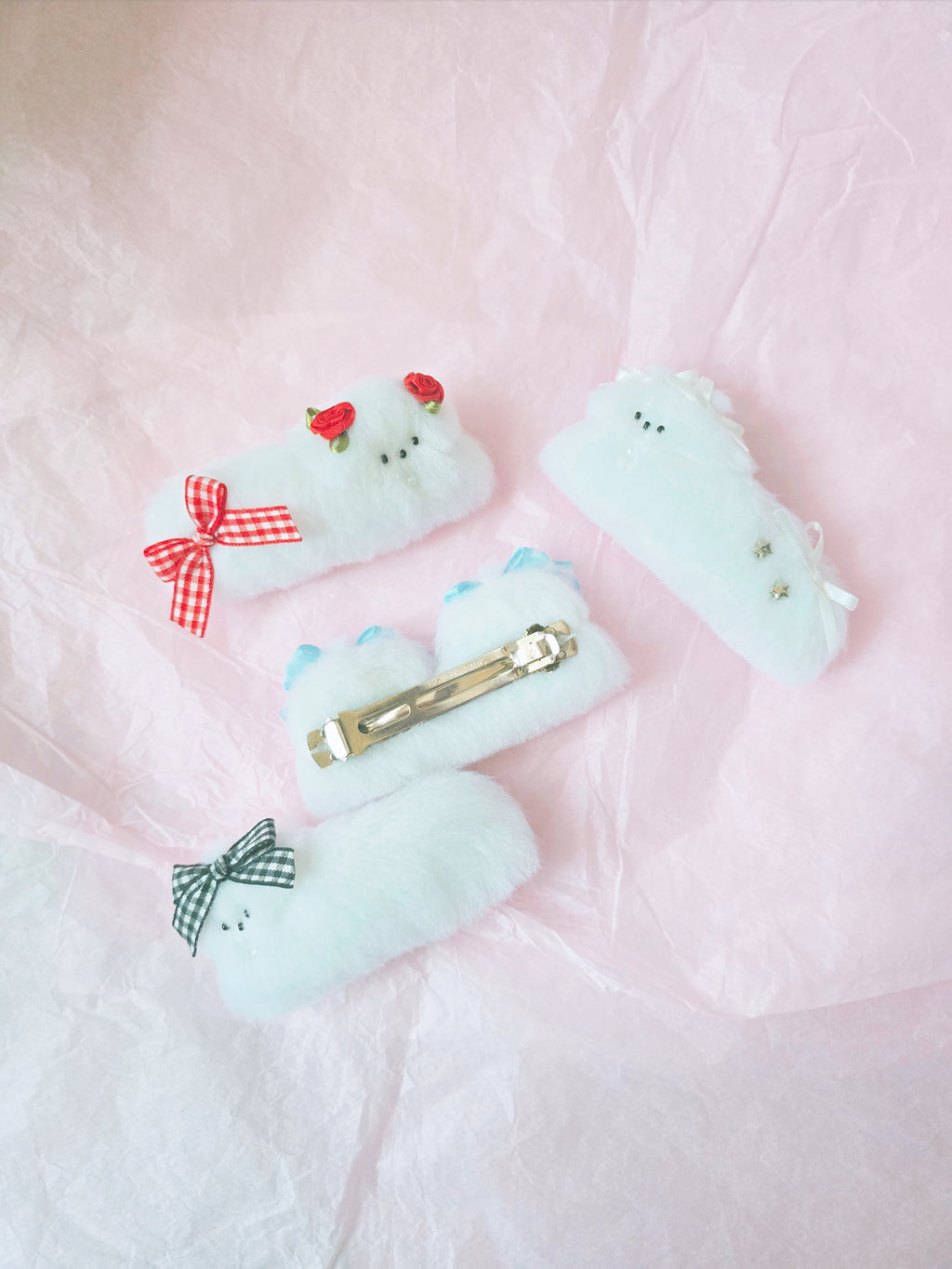 문어가든 | Fluffy puppy Hairpin (Blue Ribbon Twin)