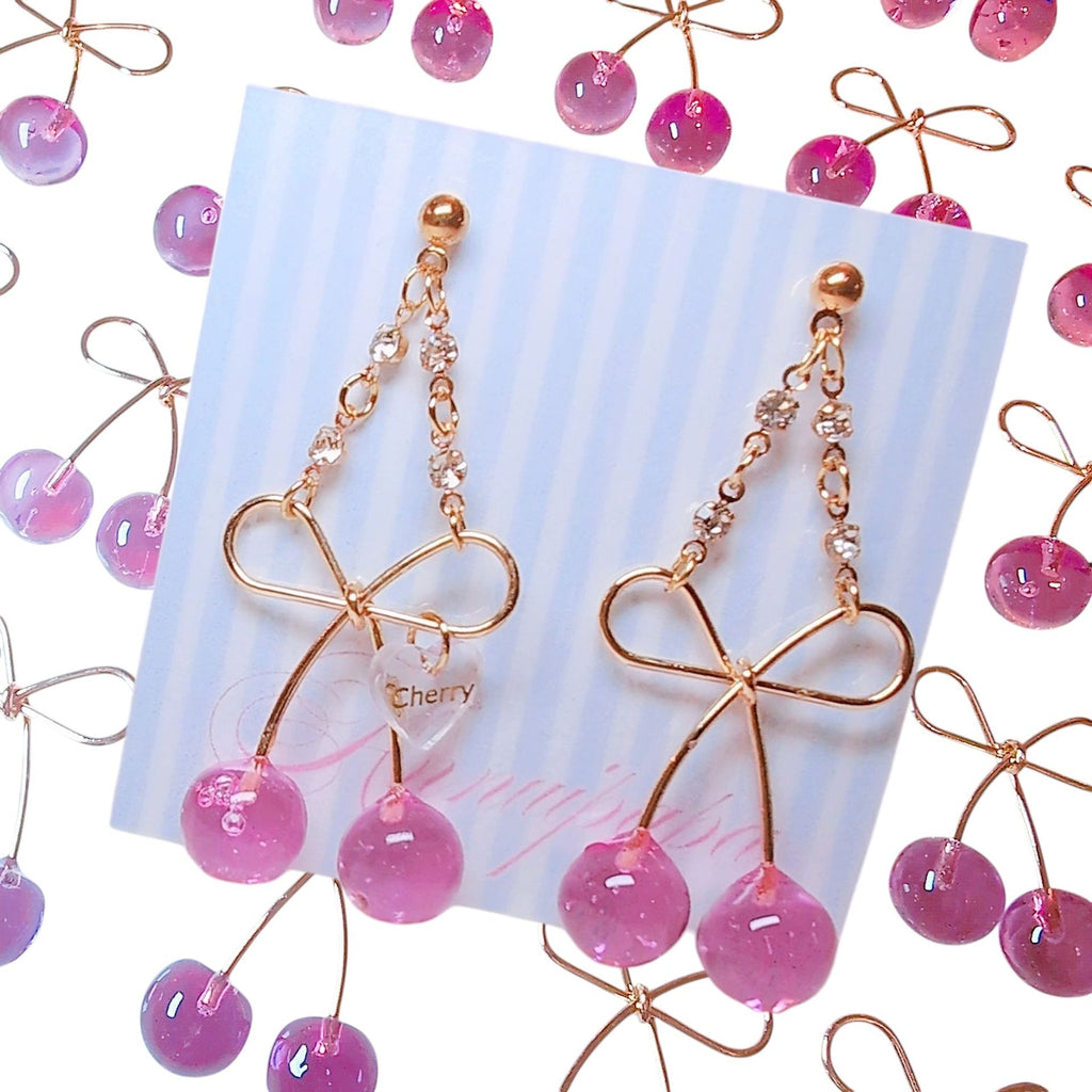 annuipapa | Pink Cherry Earrings