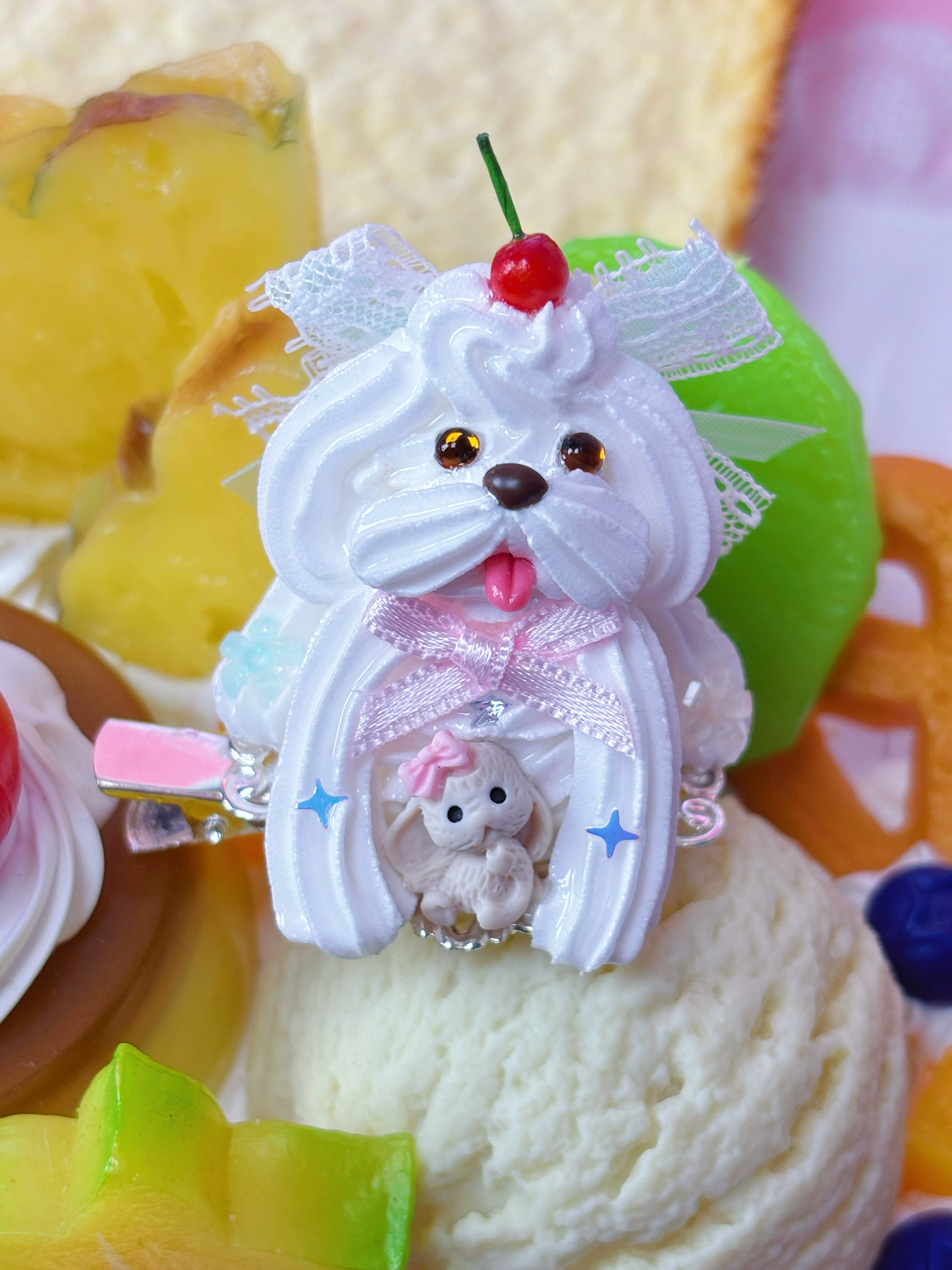 Fei Dao | Handmade Creamy Puppy Sitting Cute Hair Clip