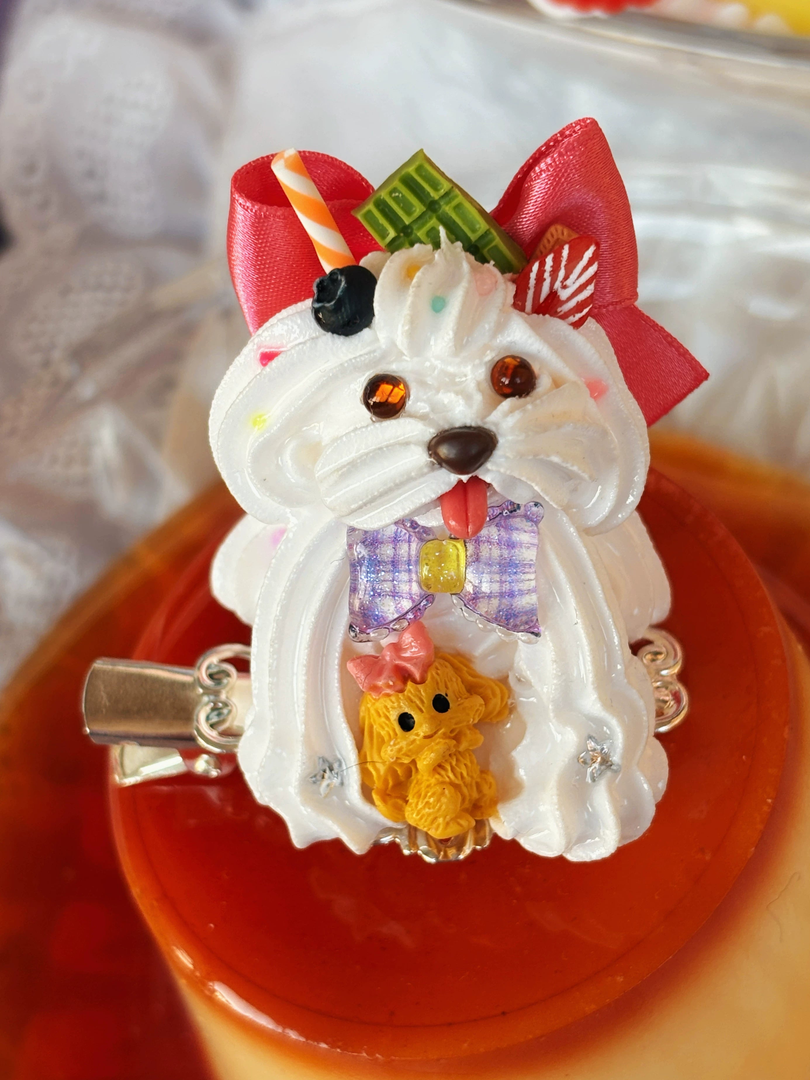 Fei Dao | Handmade Creamy Puppy Sitting Cute Hair Clip