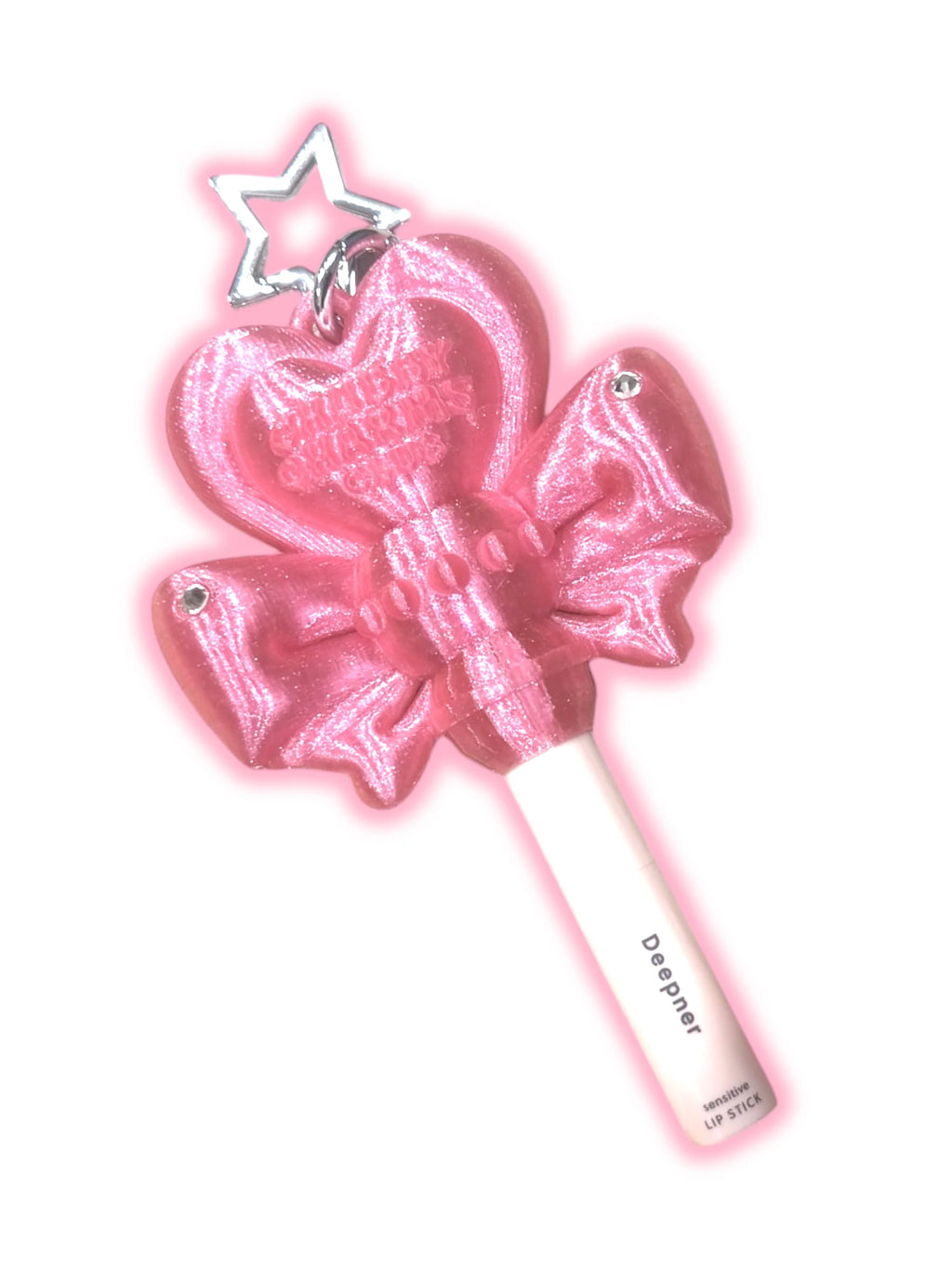 Chubby Charms Club | Magic Heart Wand 3D-Print Lip Stick Case - Clear Pink