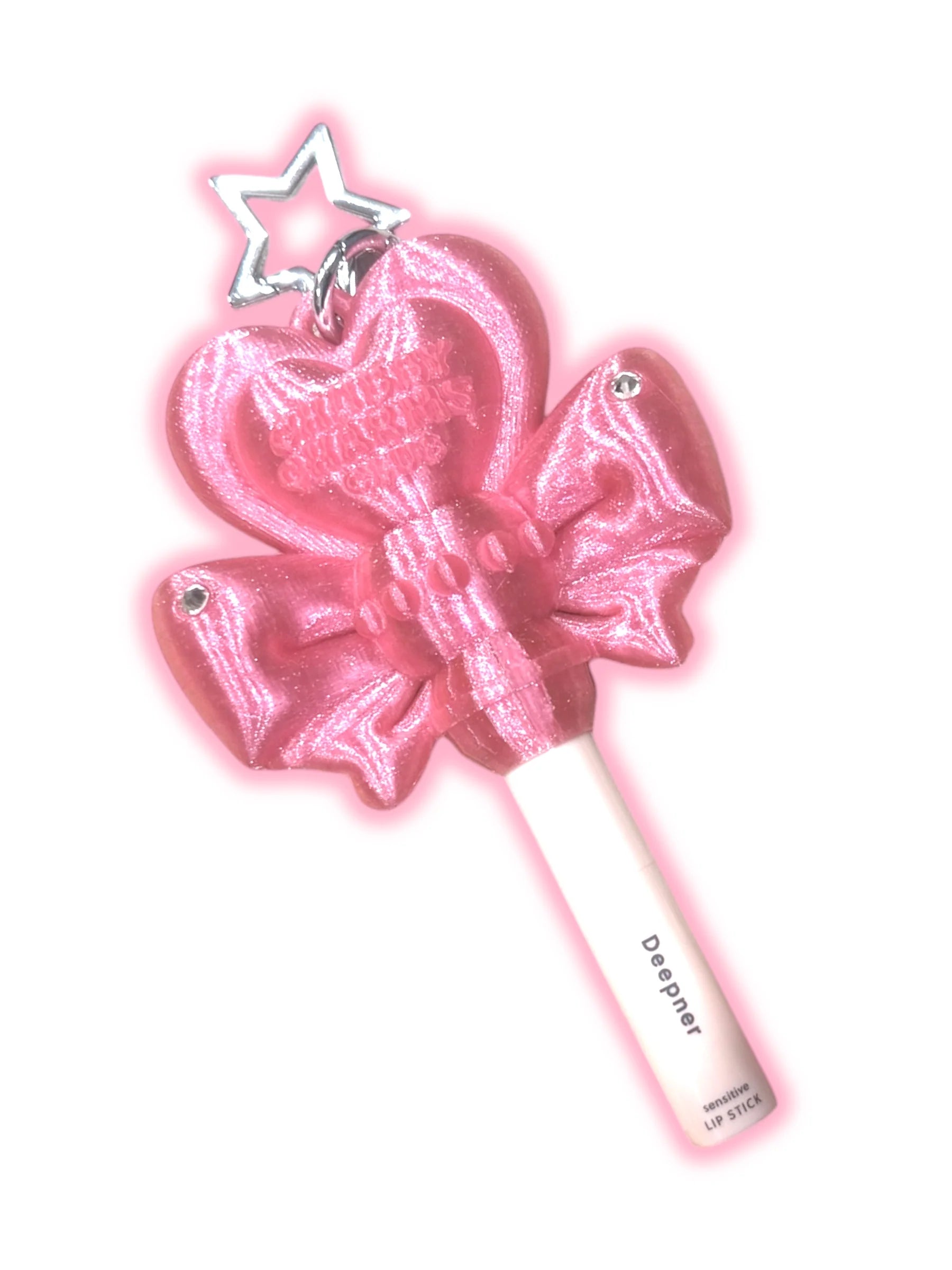 Chubby Charms Club | Magic Heart Wand 3D-Print Lip Stick Case - Clear Pink