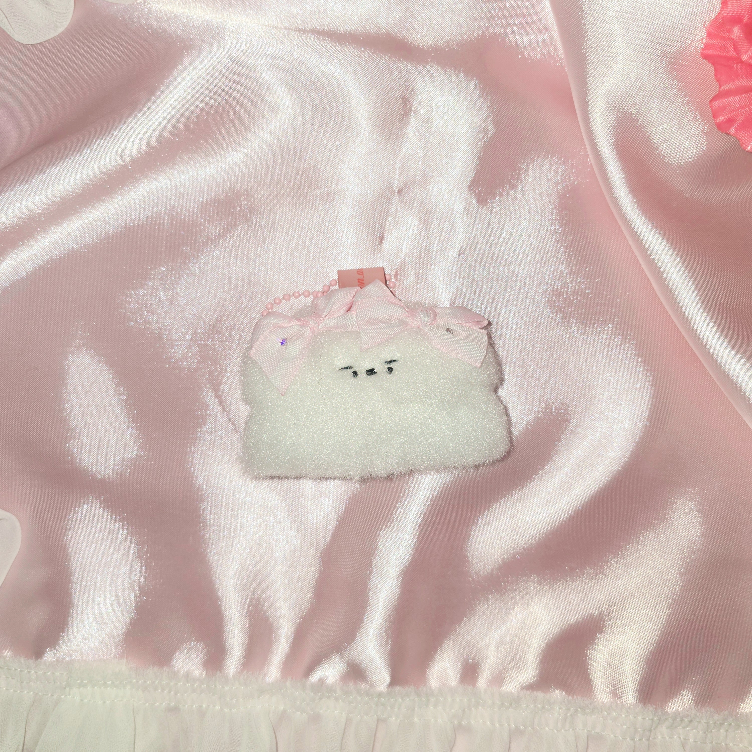 문어가든 | Mini Fluffy puppy(Shorthair) Keyring (Pink)