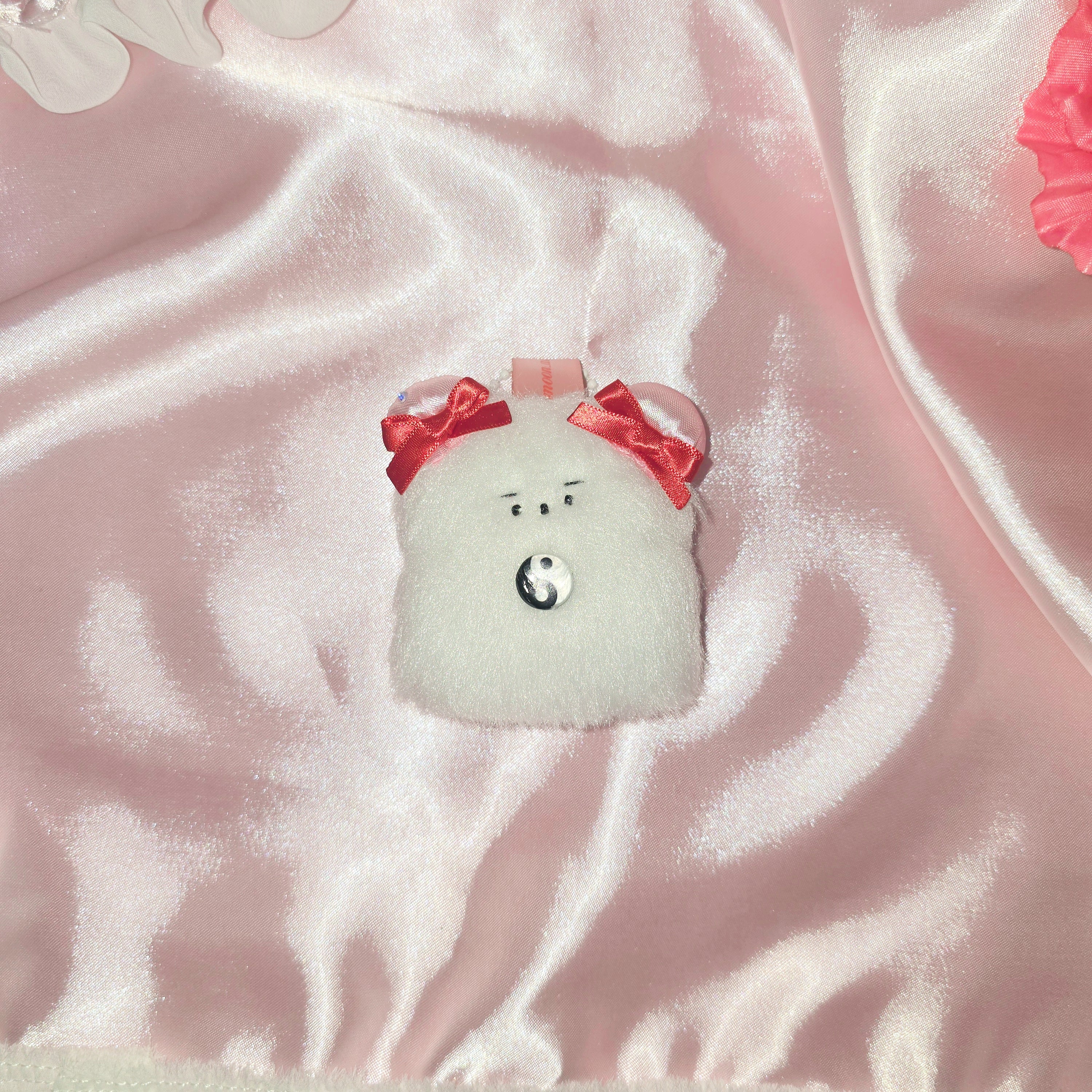 문어가든 | Mini Fluffy puppy(Shorthair) Keyring (Pink Bun)