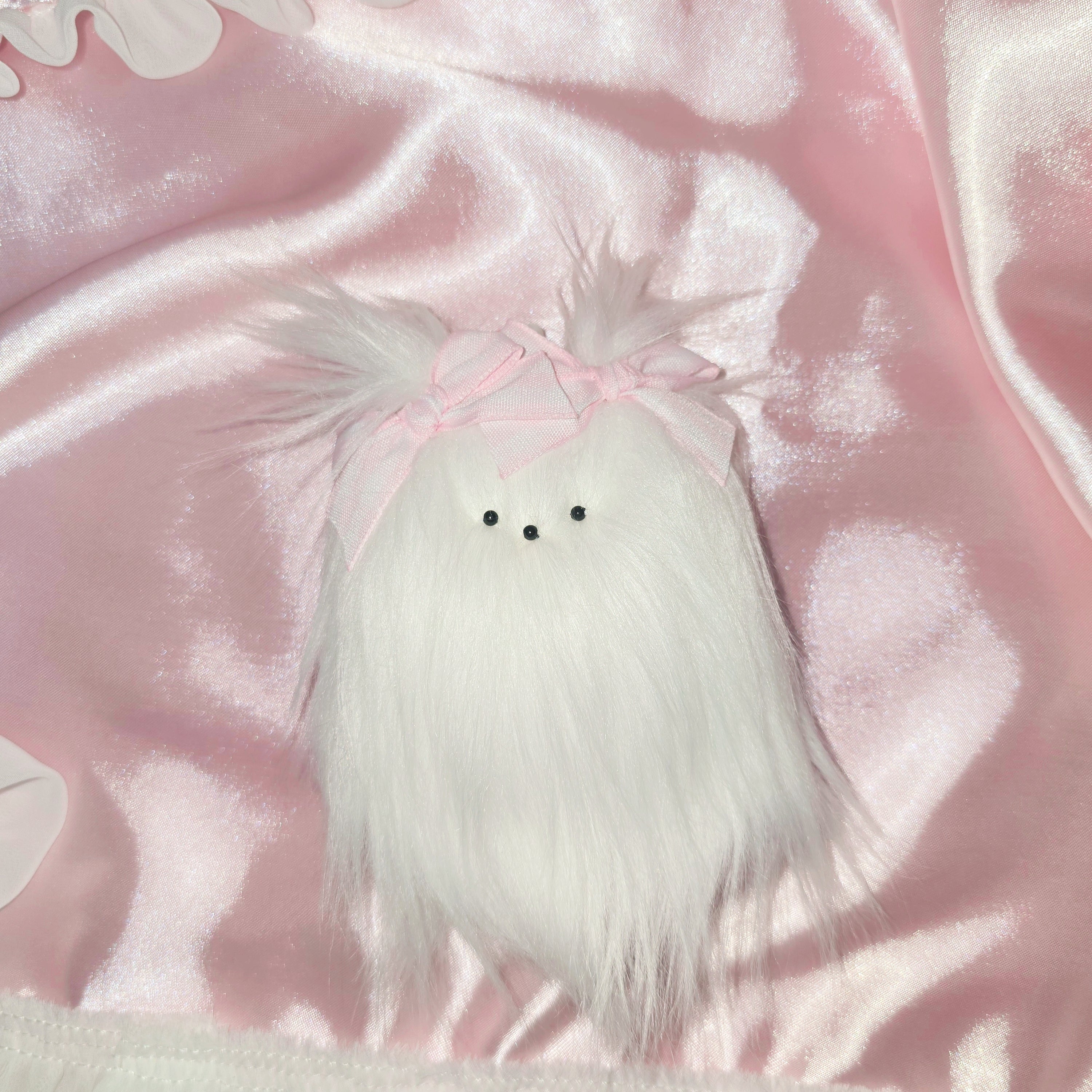 문어가든 | Fluffy puppy(longhair) Keyring (Pink Pigtails)
