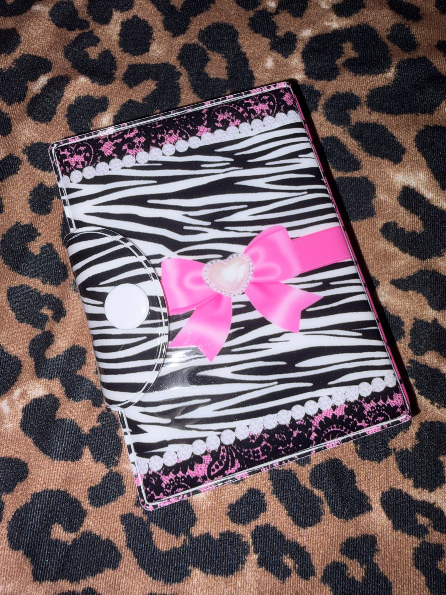 Y2K Gal Zebra Pattern Binder