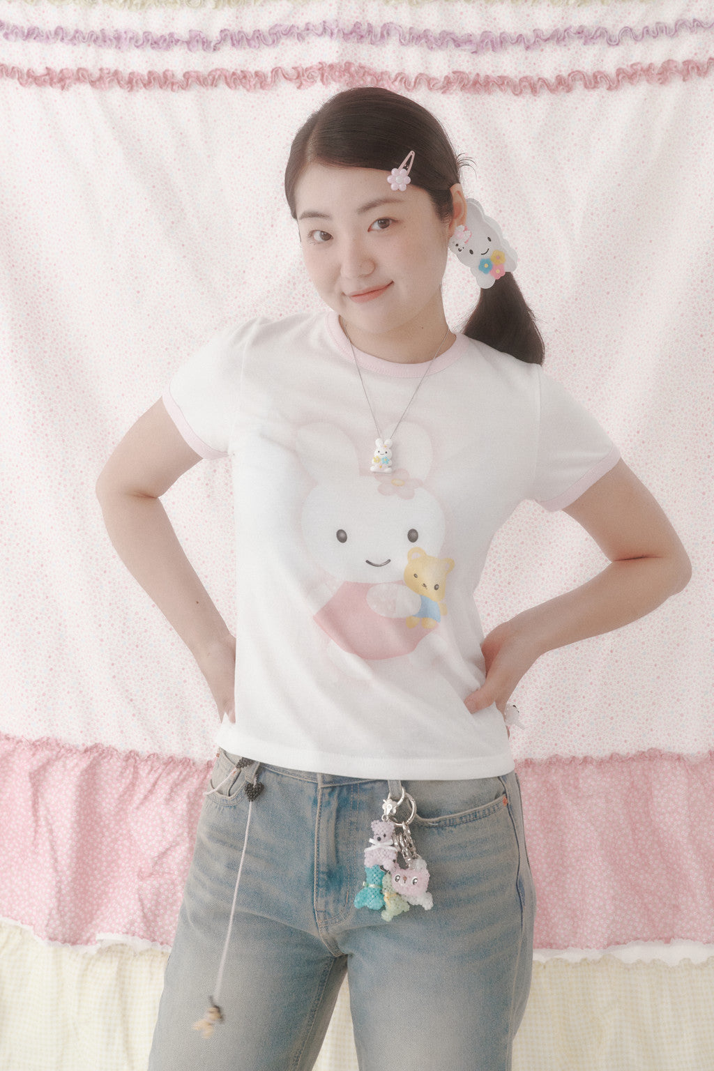 SWINGSET | [X YOUNGART] KIDDY Hugs JINI Dot Ringer T-shirt