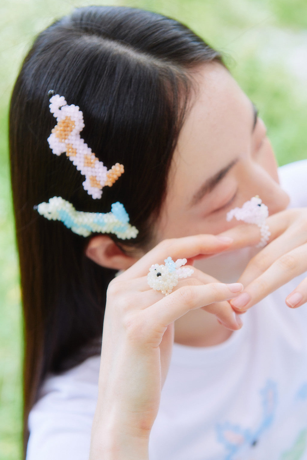 SWINGSET | Rabbit Beads Ring (Cream)